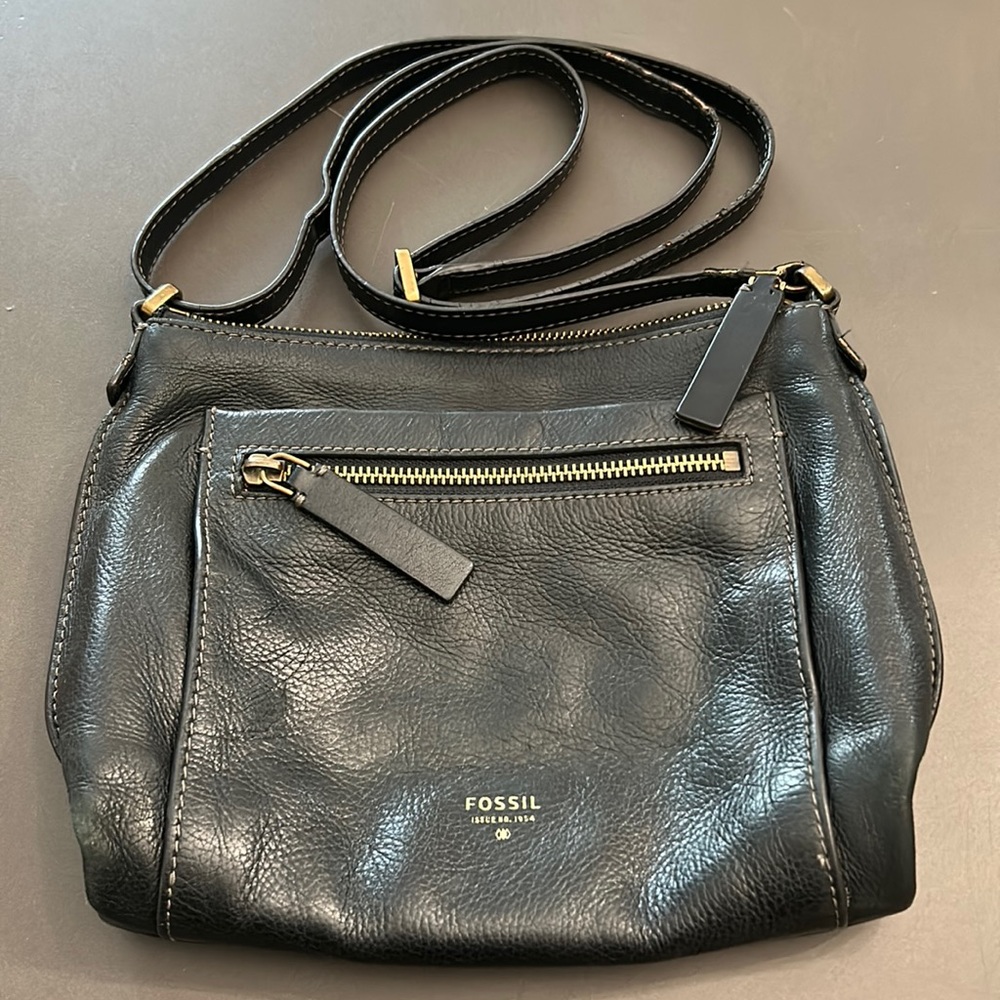 Black Fossil Crossbody